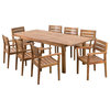 GDF Studio 9-Piece Sakura Outdoor Wood Dining Set With Expandable Dining Table