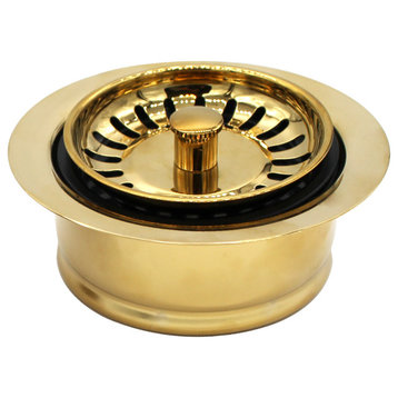 Insinkerator Style Disposal Flange And Strainer In Polished Brass, Polished Brass