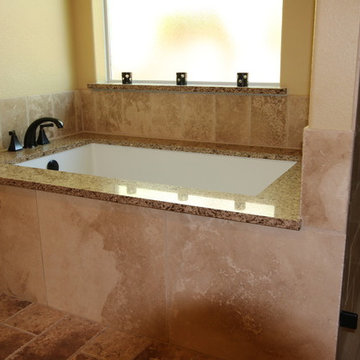 The Custom Undermount Tub Was Captured In Travertine Marble