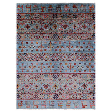 Persian Gabbeh Tribal Handmade Wool Rug 4' 11" X 6' 6" Q8031