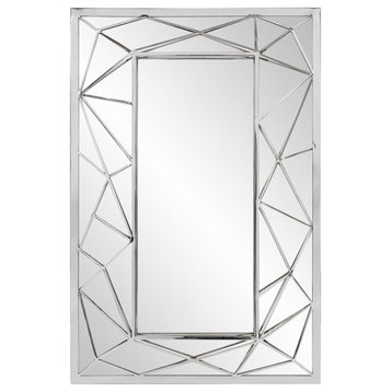 Mirax Silver Rectangular Mirror, Modern, Metal, 23 X 35