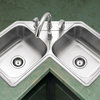 Houzer LCR-3221-1 Legend Series Stainless Steel 4-Hole Corner Bowl Sink