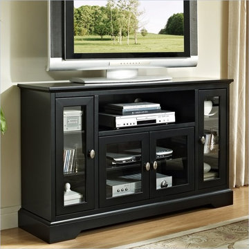 Walker Edison | 52" Highboy Style Wood TV Stand in Matte Black -$428.09