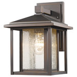 Z-Lite - Aspen 1-Light Outdoor, Oil Rubbed Bronze - With its sturdy dual frames encasing uniqueseedy glass panels the Aspen collection exudes a classic craftsmen style that is bold yet charming. Available in Black or Oil Rubbed Bronze these fixtures will accent any outdoor setting.&nbsp