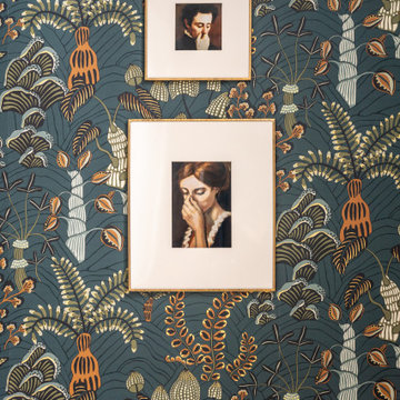 Powder Bathroom With Green Floral Wallpaper Cheeky Bathroom Art
