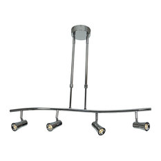 Sleek LED Spotlight Pendant, 4-Light, Brushed Steel