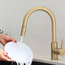 Modern Single Handle Pull down Sprayer Kitchen Faucet in Gold Finish