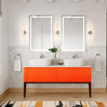 The Cahill Bathroom Vanity, Red Amber, 60", Double Sink, Freestanding