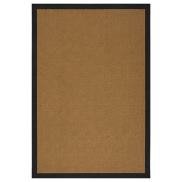 Noble House Pinchas 90x63" Indoor Fabric Border Area Rug in Beige and Black