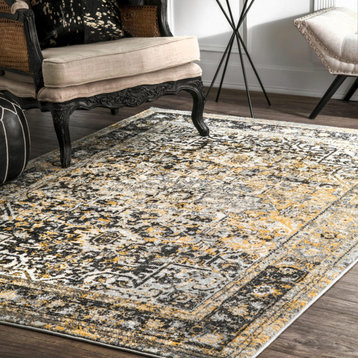 nuLOOM Persian Vintage Raylene Traditional Area Rug, Gold 5' Square