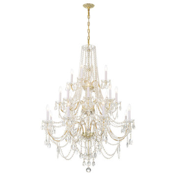 Traditional Crystal 20-Light Polished Brass Chandelier