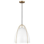 Visual Comfort Studio Collection - Norman 1-Light Pendant, Satin Brass - The Sea Gull Lighting Norman one light indoor pendant in satin brass is an ENERGY STAR qualified lighting fixture that uses fluorescent bulbs to save you both time and money.