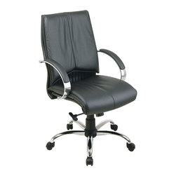 Deluxe High Back Executive Leather Chair with Chrome Base and Padded Chrome Arms - Office Chairs