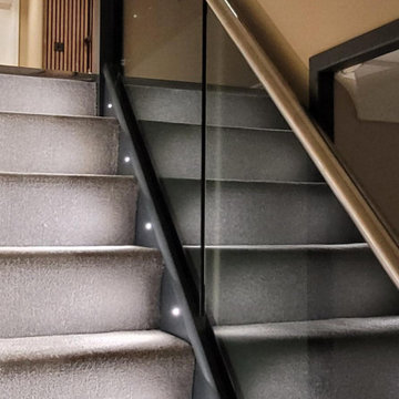 Staircase Renovation | Stained Oak, Steel & Glass | Spalding