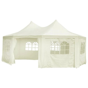 vidaXL Octagonal Party Tent Cream 19.7'x14.4'x11.5'