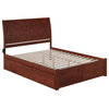 AFI Portland Queen Solid Wood Bed with Twin XL Trundle in Walnut