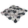 12"x12" Sliced Interlocking Pebble Tile, Black, White & Tan