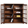 Crafters and Weavers Arts and Crafts Wood Double Door Bookcase in Dark Walnut