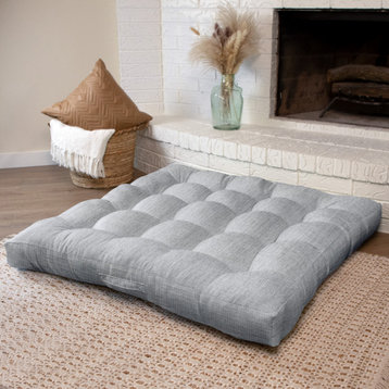 Sorra Home Sunbrella Canvas Granite Square Floor Pillow With handle 40x40x5"