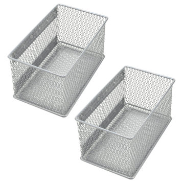 YBM Home Wire Mesh Magnetic Basket Silver 7.75"x4.3"x4.3", 2-Pack