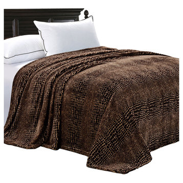 Chocolate Crocodile Safari Flannel Fleece Blanket, Twin