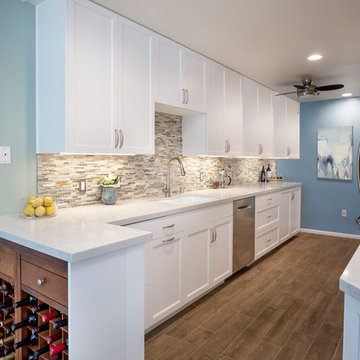 Playa Del Rey, CA. Galley Kitchen Redefined + Deep Purple Powder Room