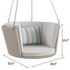 Comfortable Porch Swing, Wicker Covered Frame and Cushioned Seat, Harbor Gray