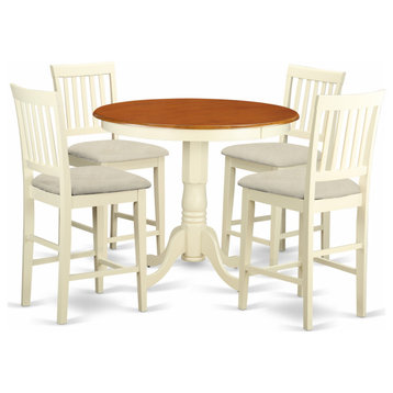 5-Piece Counter Height Dining Room Set, Dinette Table and 4 Bar Stools.