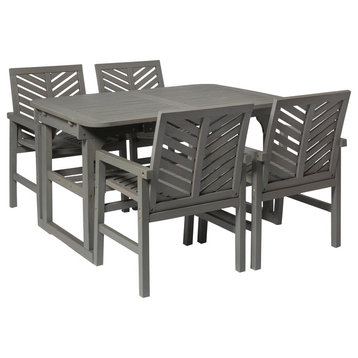 5-Piece Extendable Outdoor Patio Dining Set, Gray Wash