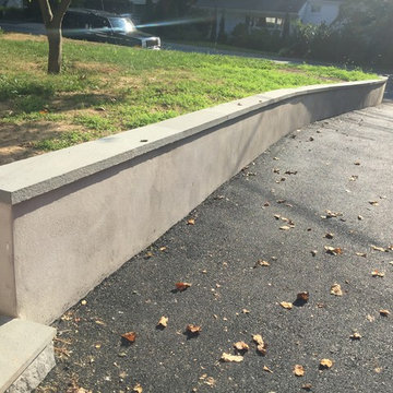 Parged Block Wall in Bethesda Capped With 2 Inch Thermal Cut Flagstone
