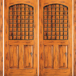 Double Door with Two Sidelites Entry Prehung Knotty Alder, 3-Panel - Front Doors