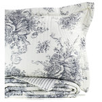 Melange Home - Toile Cotton Reversible Bamboo Stripe Quilt Set, Grey, King - Details: