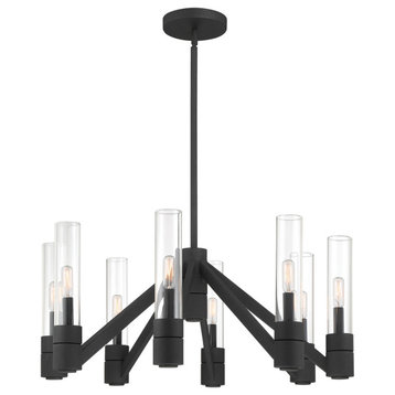 Rohe Eight Light Chandelier in Black Sand  Clear