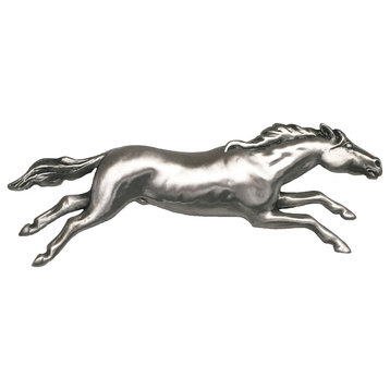 Wild Horse Pull, Right Facing, Satin Silver