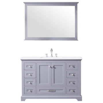 Dukes 48" Dark Grey Single Square Sink Vanity with Quartz Top, With Mirror and F