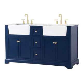 Elegant Decor Franklin 60" Aluminum MDF Double Bathroom Vanity in Blue ...