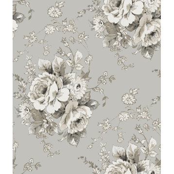 York Wallcoverings FH4089 Heritage Rose Wallpaper Taupe/Linen