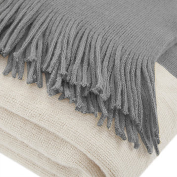 INK+IVY Stockholm Color Block Faux Cashmere Throw, Grey