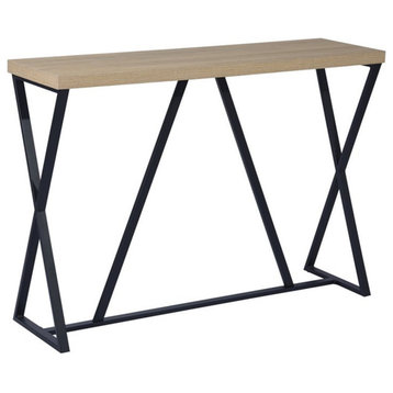 FurnitureR Hess 47" Modern Wood and Metal Console Table in Brown