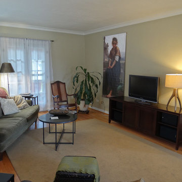 Family room with Legion of Honor Art Museum "Bouguereau" Wall Hanging