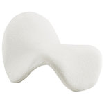 Meridian Furniture - Theodore Faux Sherling Upholstered Accent Chair, Cream - Make a bold statement with this slinky Theodore faux shearling accent chair. One part art, one part utilitarian seat for your living room, bedroom, or even your boudoir, this aesthetically stunning chair is all at once elegant and contemporary. Upholstered in soft cream faux shearling material, the chair's covering feels as soft as cashmere without the high price tag or maintenance requirements. Use this chair wherever you want to add an instant touch of drama and excitement.