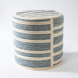 Franco Wool Ottoman in Blue by Thayer Design Studio - Footstools And Ottomans