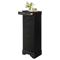  Glory Furniture Louis Phillipe 7 Drawer Lingerie Chest in Black  : Home & Kitchen