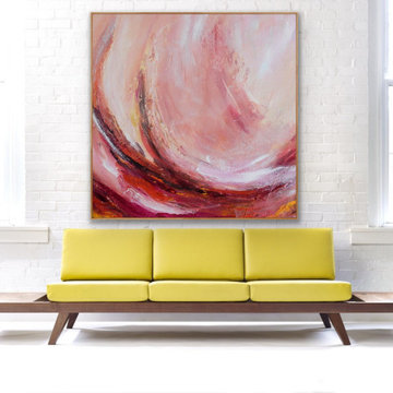 "Blush" 60x60 inches Red Contemporary Art Large Modern Painting MADE TO ORDER