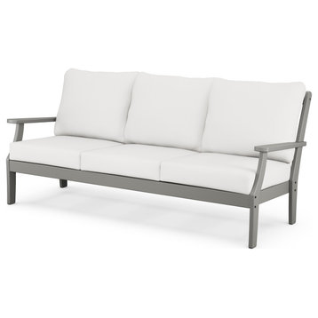 Trex Outdoor Furniture Yacht Club Deep Seating Sofa, Stepping Stone/Textured Lin