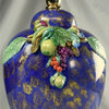 Consigned Italian Majolica Table Lamp  Hand-Painted Blue Glaze  Lemons & Fruit