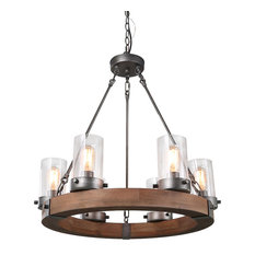 LNC 6-Light Farmhouse Chandelier, Brown