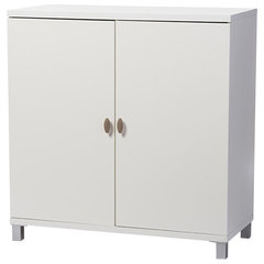 Harlow Wood Sideboard Storage Cabinet Walnut Brown And White