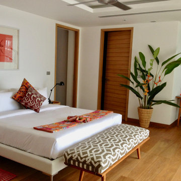 Textiles thaïlandais cohabitent avec le style scandinave.