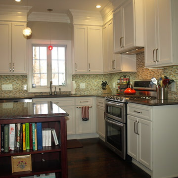 Mosaic Backsplash and Island Storage